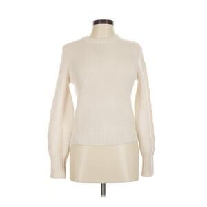 &isla Cashmere Wool Balloon Sleeve Crewneck Cream White Sweater M